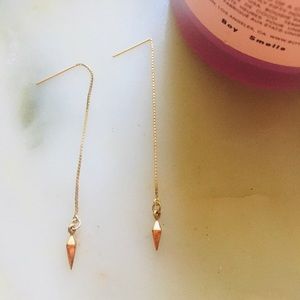 Gold Spike Threader Earrings